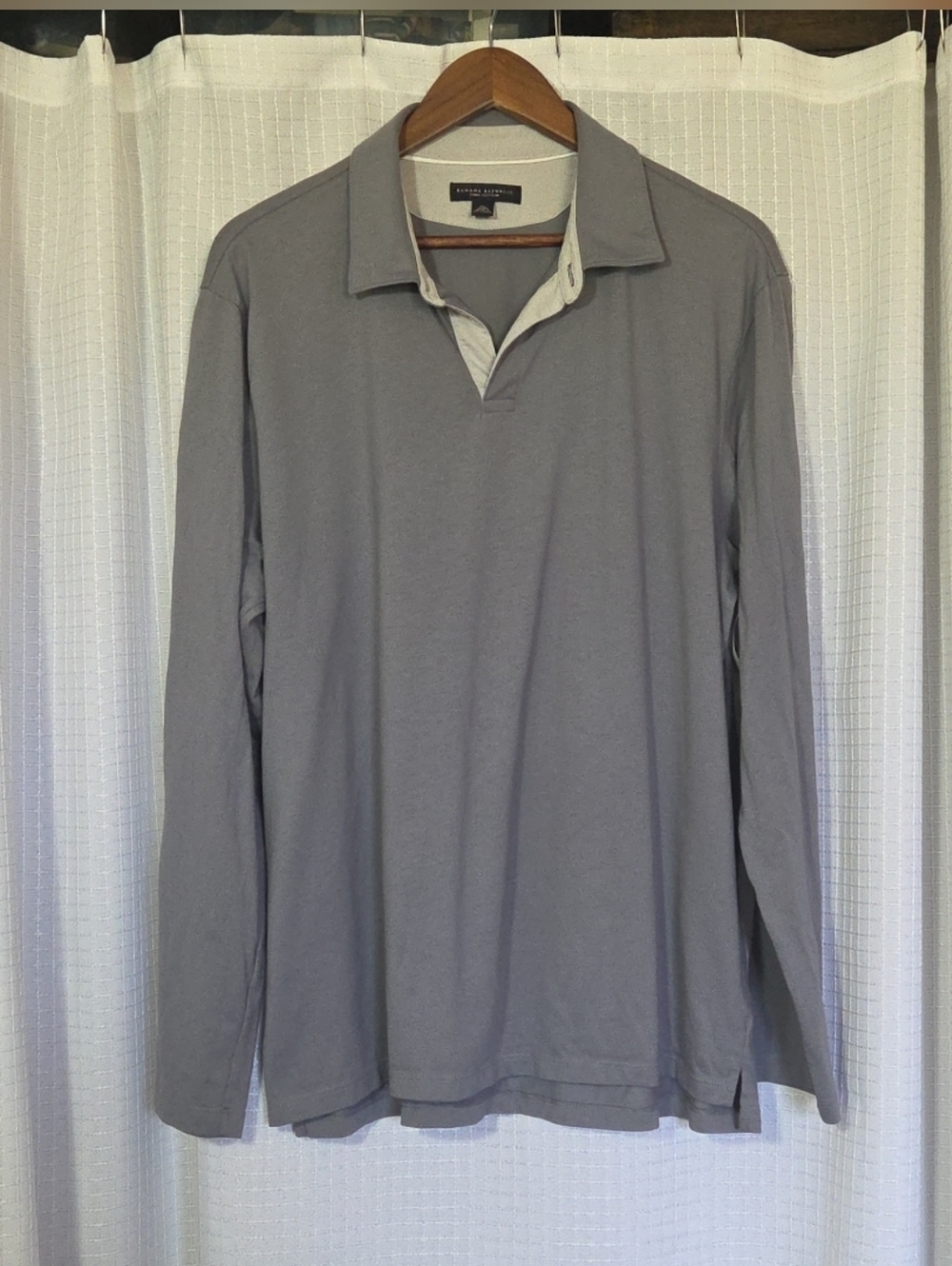 Banana Republic Pima Cotton Men Long Sleeve Polo Shirt  Gray Size XL